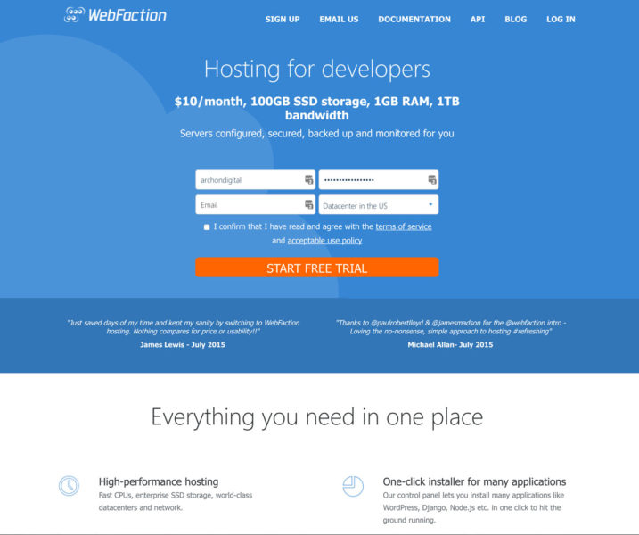 Webfaction in 2017.